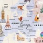 Papier peint panoramique éducatif de cartes du monde des enfants