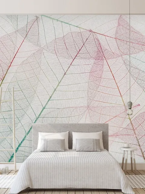 Pink Leaf Veins Wallpaper Mural