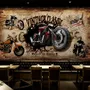 Vintage Motorrad mit Amerikanischer Flagge Fototapete