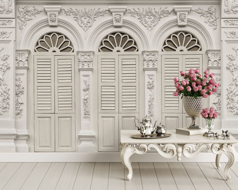 Faux Window Shutter Wallpaper Mural