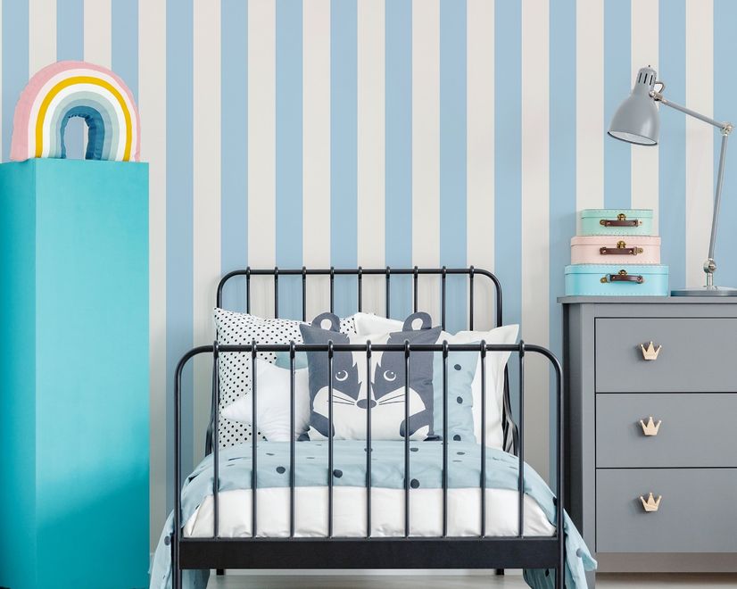 Sanfte Blau/Rosa Streifenlinien für Kinderzimmer Fototapete