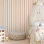 Papier peint panoramique rayé bleu tendre/rose pour chambre d'enfant