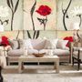 Vintage Red White Floral Wallpaper Mural