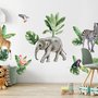 Kids Tropical Safari Animals Set Wall Decal Sticker
