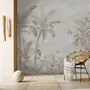 Monochrome Antique Jungle Landscape Wallpaper Mural