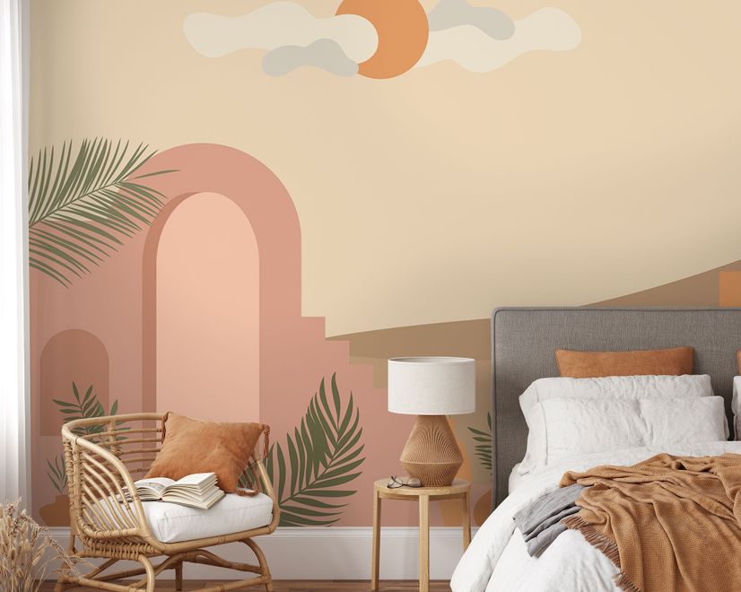 Abstract Desert Art with Stairs Wallpaper Mural