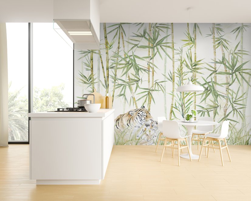 Bamboo Trees with Leopard Wallpaper Murals