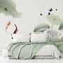 Watercolor Lotus Flower and Butterflies Wallpaper Mural