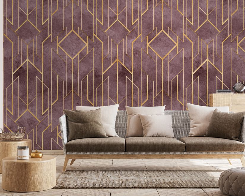 Rhombus Geometric Lines Art Deco Wallpaper Mural