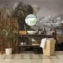 Medieval Lake Landscape with Boats Wallpaper Mural