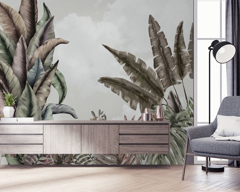 Vintage Tropical Leaf Wallpaper Mural