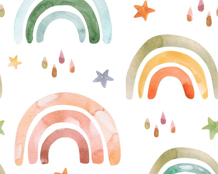 Kids Colorful Rainbow with Drops Wallpaper Mural