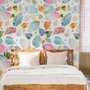 Papier peint panoramique à motifs de feuilles colorées