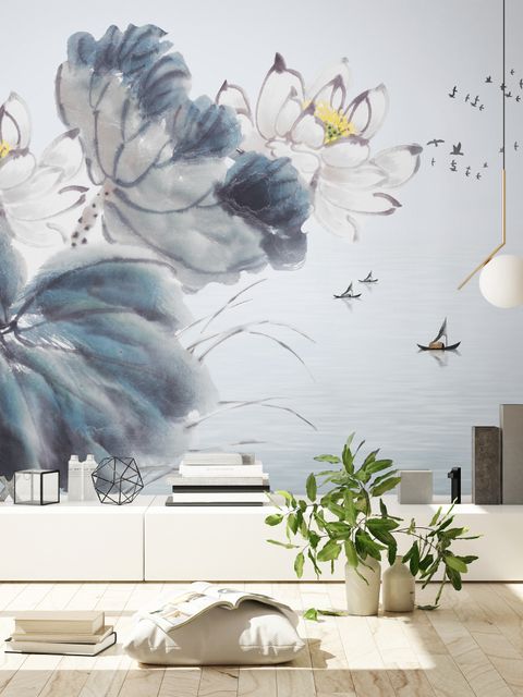 Lotus Floral Art Wallpaper Mural