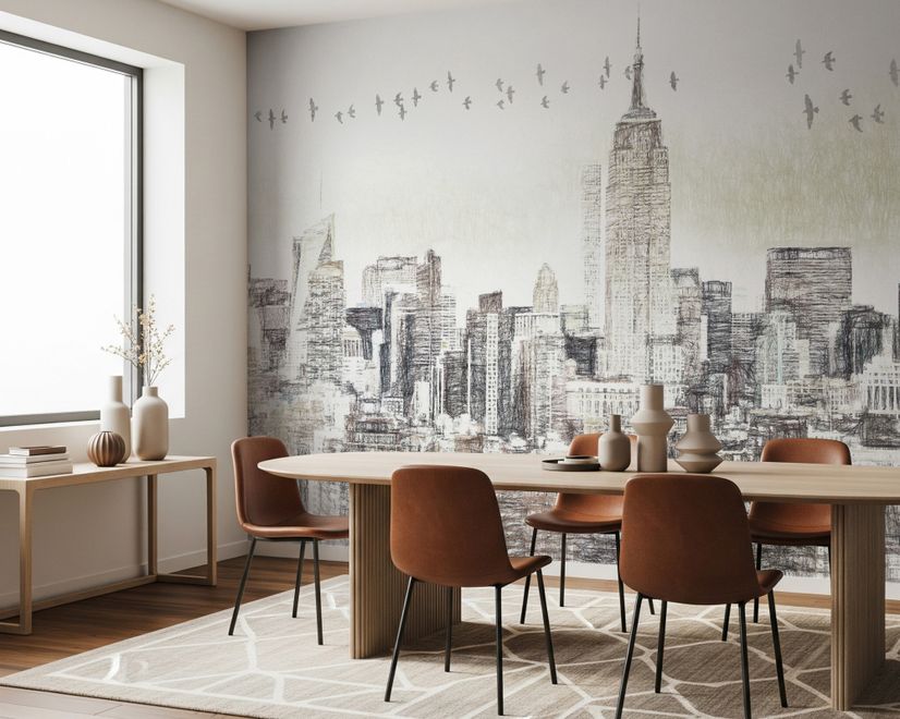 Monochrome Charcoal New York City Wallpaper Mural