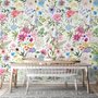 Papier peint panoramique de fleurs sauvages roses et printanières colorées