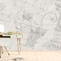 Antique Architectural Greek Column Drawing Art Wallpaper Mural