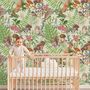 Watercolor Cute Kids Forest Animals in Forest Wallpaper Mural