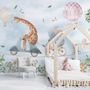 Papier peint animaux mignons à vélo pour enfants