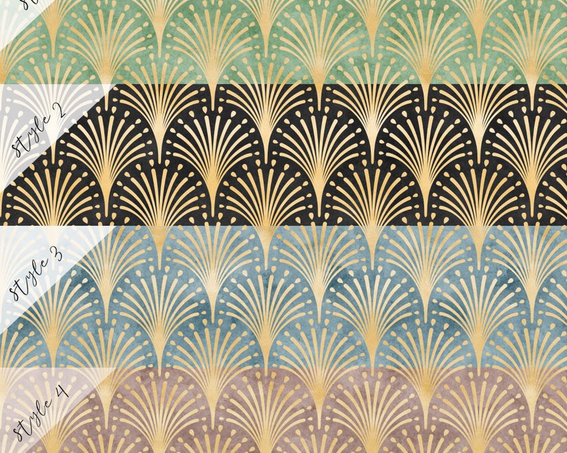 Moderne Eau De Nil Art Deco Goldene Linien Fototapete