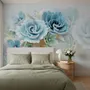European Style 3D Blue Green Floral Wallpaper Mural