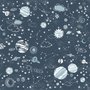 Dunkler Weltraum Sternenhimmel mit blauen Planeten Fototapete