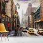 Oil Paintinging Style Street View of New York City Landscape Wallpaper Mural