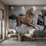 Papier peint panoramique chevaux en relief 3D