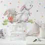 The Cute Bunny Reading Books with Colorful Polka Dots Kids Wall Decal Sticker