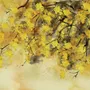 Watercolor Yellow Tree Landscape Wallpaper Mural