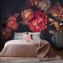 Rote Hortensie Orange Orchidee Rose Dunkles Blumenbouquet Fototapete