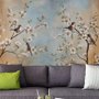 Papier peint panoramique nostalgique aquarelle fleurs de cerisier