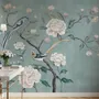 Vintage Peony Floral and Swallow Wallpaper Mural