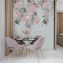 Vintage Fototapete mit rosa Weinblumen
