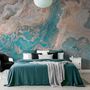 Turquoise Brown Wave Brush Wallpaper Mural