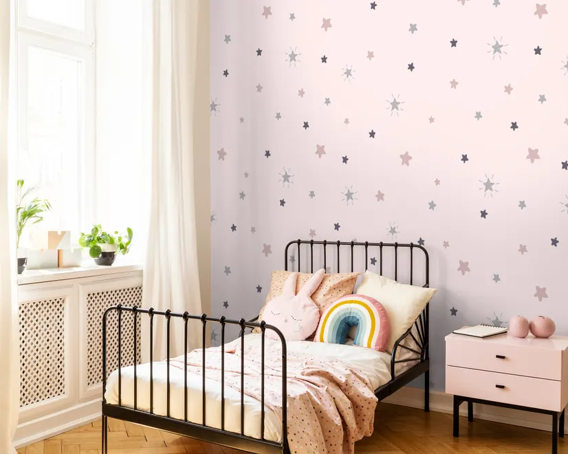 Soft Colorful Shining View Stars for Nursery Wallpaper Mural