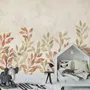 Papier peint panoramique feuilles d'automne vintage