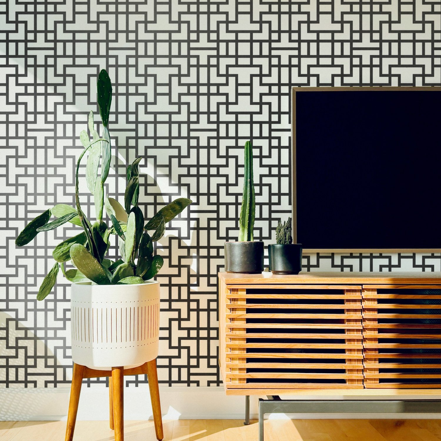 Modern Geometric Maze Wallpaper - STYLE 2 - Peel and Stick