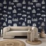 Vintage World Architecture Sketch Wallpaper Mural