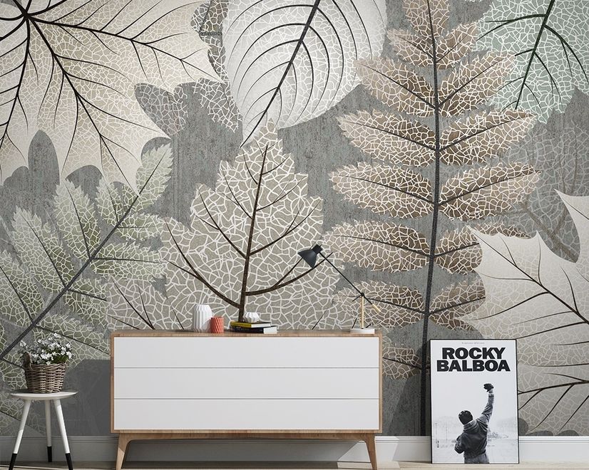 Scandinavian Style Unique Leaves Wallpaper Mural