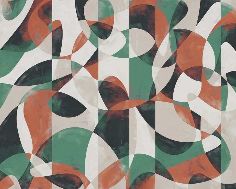Modern Abstract Art with Retro Colorful Geometric Wallpaper Mural