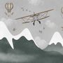 Kids Snowy Mountain with Plane and Balloons Wallpaper Mural