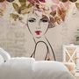 Woman Face Art with Winter Leaf Wallpaper Mural