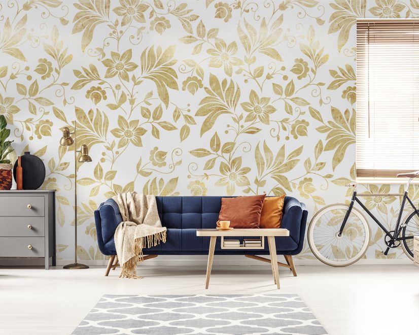 Damask Pattern Floral Art Wallpaper Mural