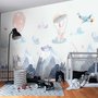 Papier peint panoramique pour enfants avec lapin mignon, style aquarelle