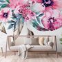 Watercolor Pink Peony Flower Wallpaper Mural
