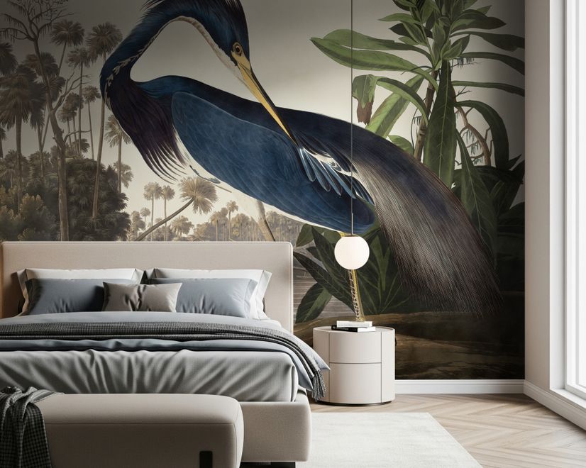 Tropical Landscape Blue Heron Wallpaper Mural