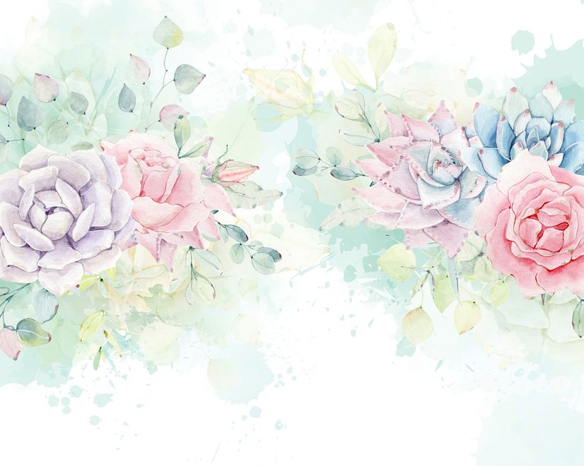 Watercolor Soft Floral Wallpaper Mural