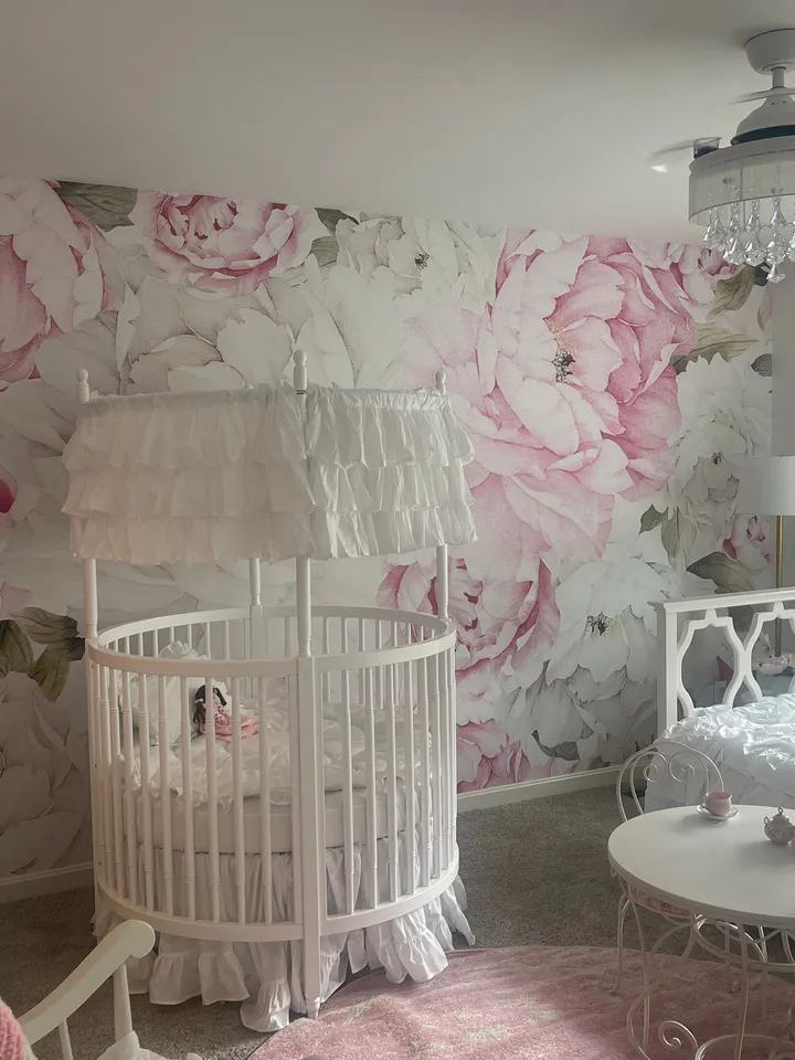 Fototapete Aquarell Rosa Pfingstrose Blumenblüte für das Kinderzimmer