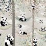 Papier peint panoramique de la chambre d'enfant Panda Bear on Hammock Trees